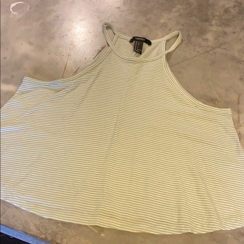 Mint Green/White Striped Crop Top